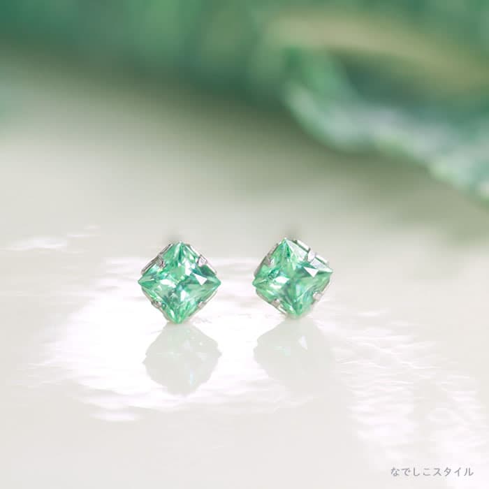 カルテット「サファイアグリーン」大粒４ｍｍピアス