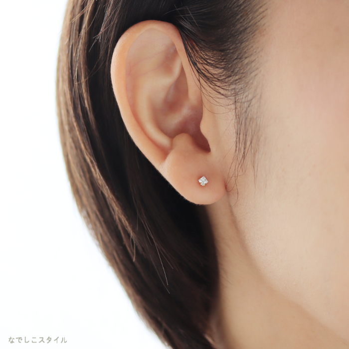 【片耳販売】スワロフスキー/一粒ジルコニア「カルテット/ゴールドカラー/ダイアモンド」2.5mm