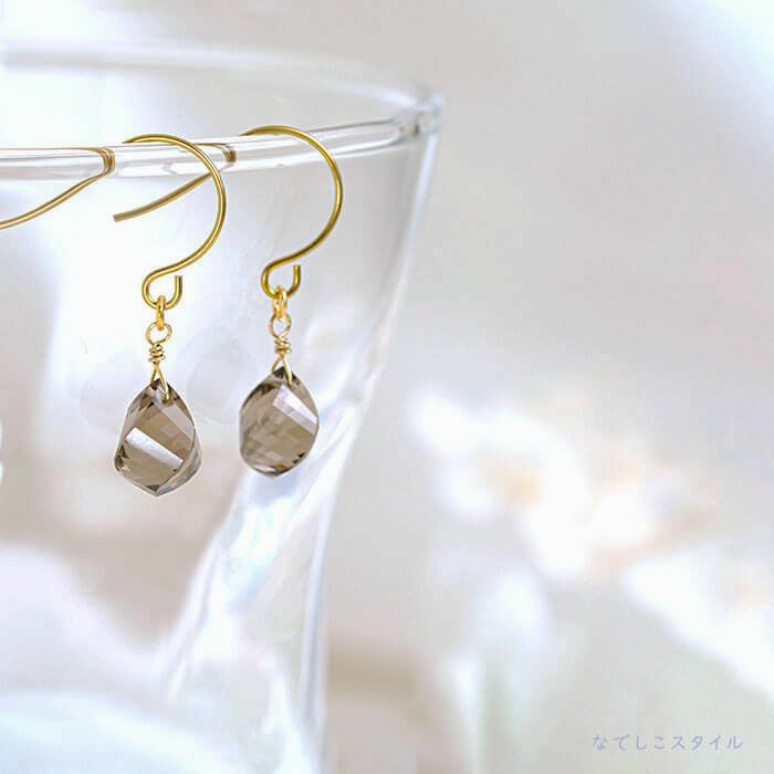 天然石のツイストカット/スモーキークオーツ チタンピアスの通販SHOP  