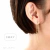 チタン純度99.5％の純チタンピアス使用の「２ラインピアス」ゴールドを耳に着けている４０代女性の写真