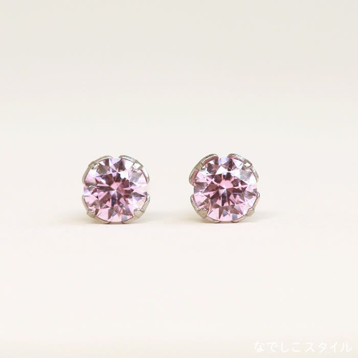 スワロフスキー/一粒ジルコニア「サファイアピンク」4mm チタン
