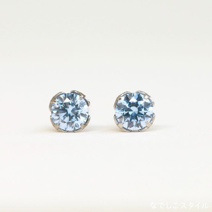 スワロフスキー/一粒ジルコニア「サファイアブルー」4mm チタン