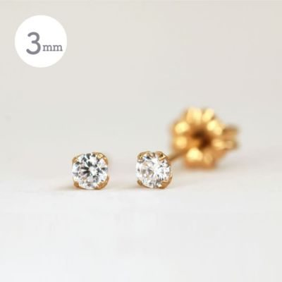 チタンピアス「CZピンクサファイア/ゴールドカラー」３mm