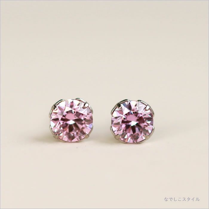 ⭐*️様 Swarovski ピンク　エメラルドカット　ピアス Bella V スタッドピアス, ラウンドカット, パヴェ, ピンク, ローズ