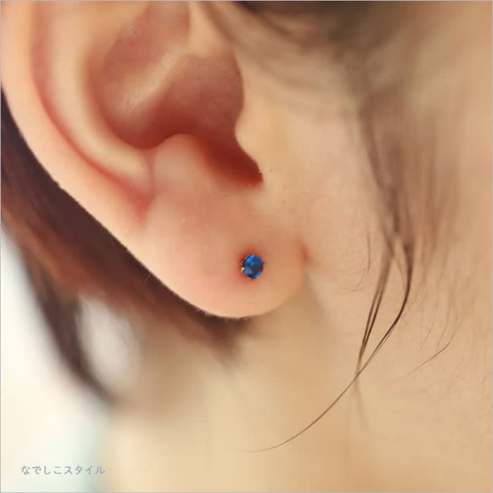 なでしこスタイル　スワロフスキー　アクアマリン　3mm ピアス アウイナイト/ゴールドカラー3mm