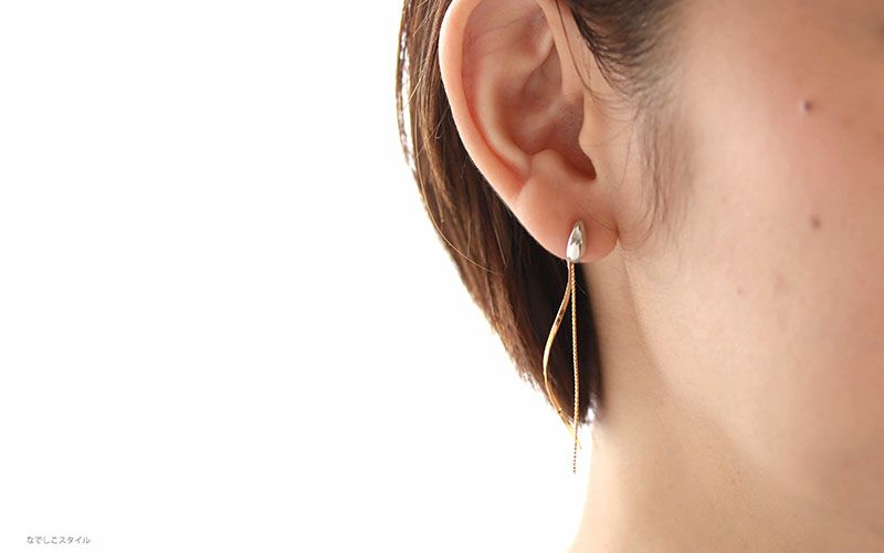なでしこスタイル　チタンピアス　三日月ピアス　プラチナカラー セット販売】三日月ピアスプラチナ/【つけ替え】バックキャッチ