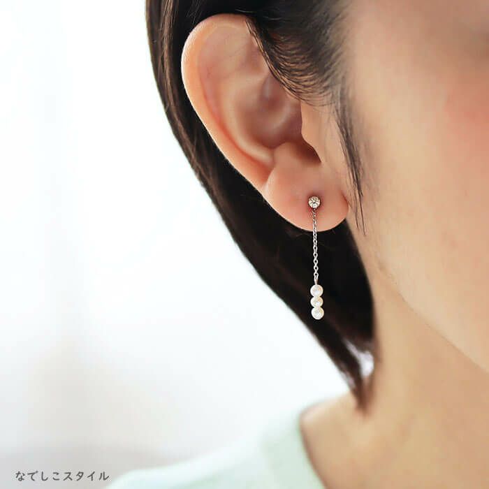 金属アレルギー対応 淡水パールのチェーンチャーム 