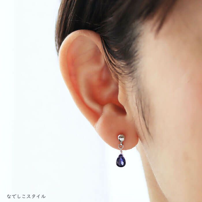 福袋 天然石を使用した揺れるピアス「sizuku/アイオライト」。 アクセサリー