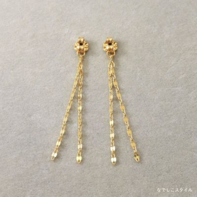 セカンドピアスのキャッチに着けられるフリンジチェーンバックキャッチのゴールドカラーのを正面から見たイメージの画像